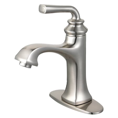 Fauceture Sgl-Handle Bathroom Faucet W/ Push-Up Drain & Deck Plate, Nickel LS4428RXL